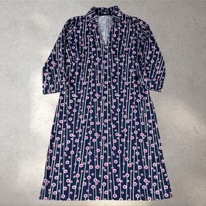 Katherine Way Vero Nola Midi Dress Printed 3/4 Sleeve Size S